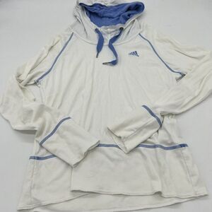 Adidas White Hoodie With Blue Stitching Detail Size Medium Women’s